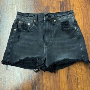 Pistola High Rise Distressed Black Jean Shorts Size 24